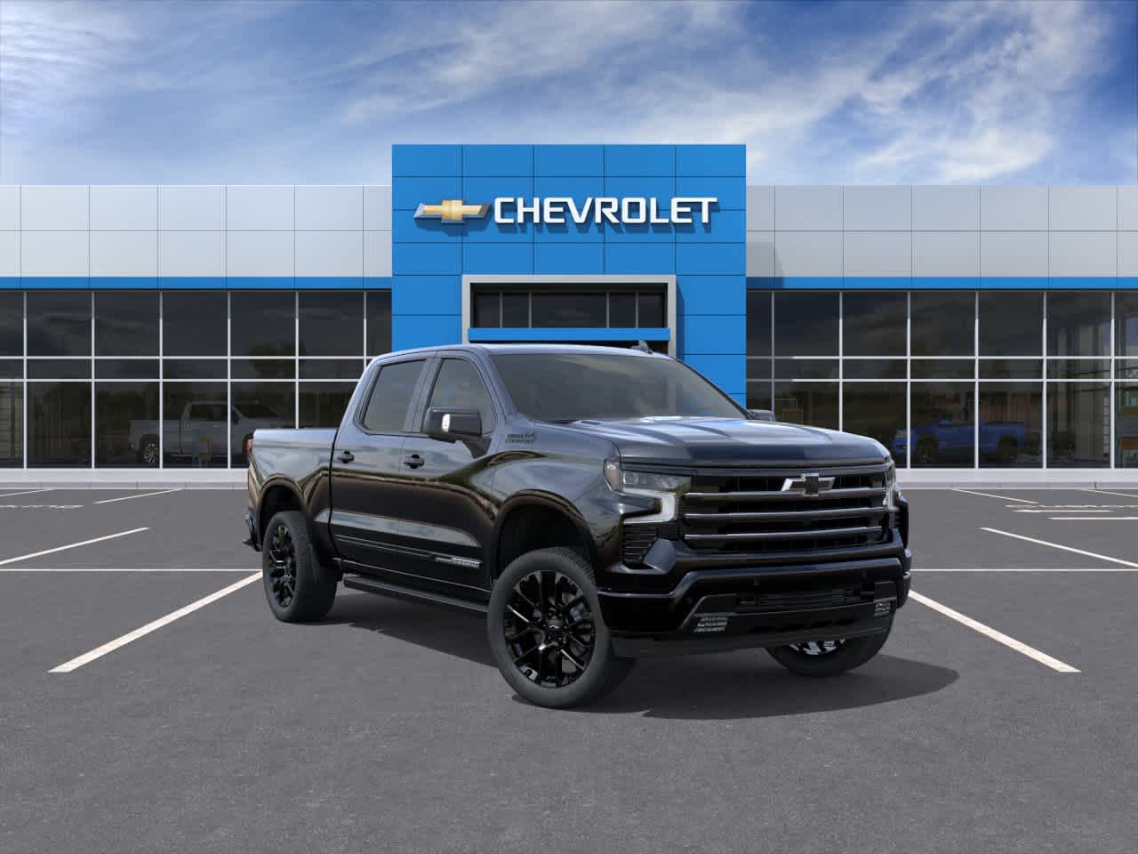 2026 Chevrolet Silverado 1500 High Country in Black — front three-quarter view
